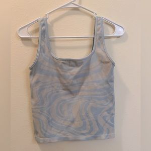 (L) Vintage Hollister Light Blue Marble Pattern Tank/Crop Top